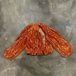 NWT J Crew Orange Sequin Top Sz Medium